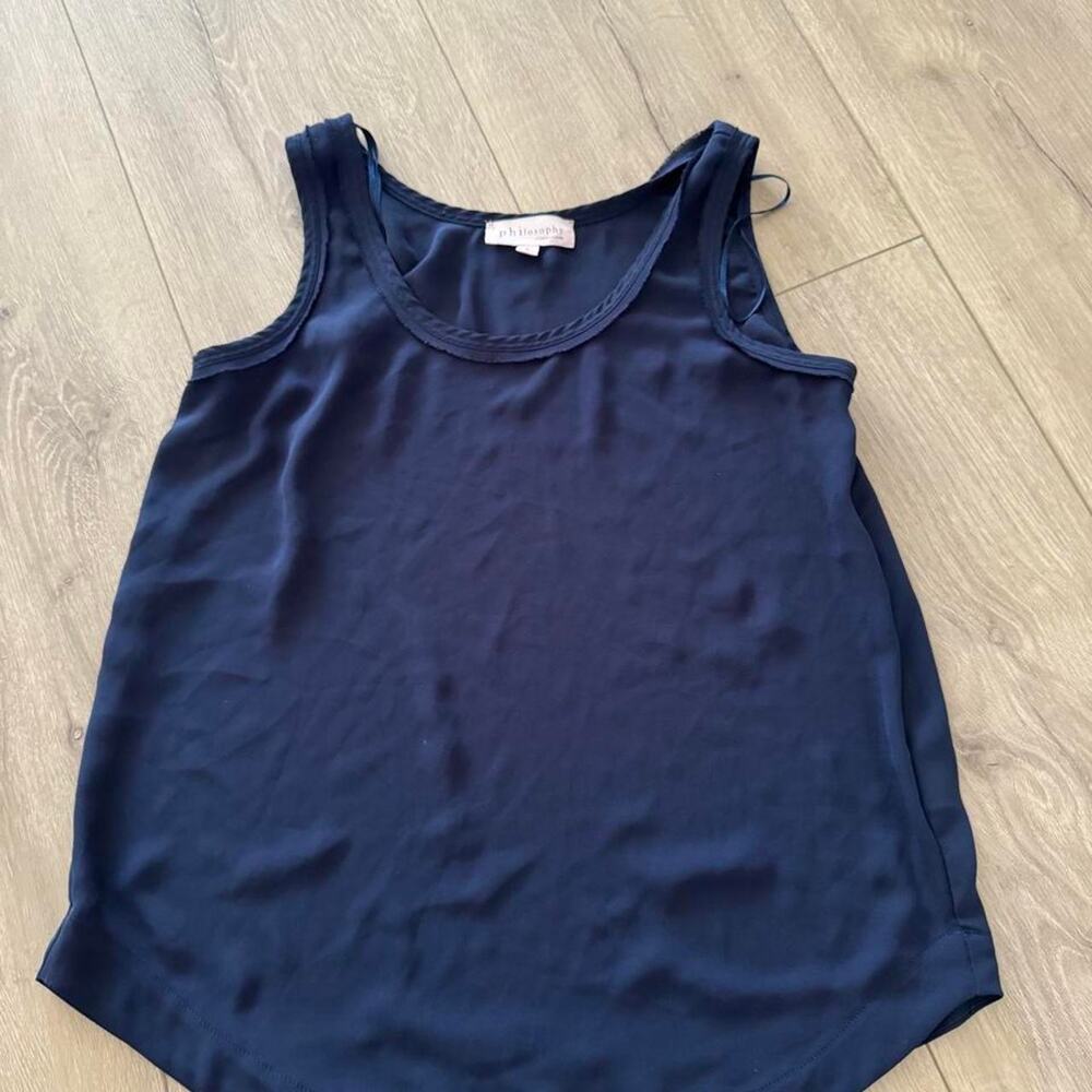 Philosophy navy blue sleeveless tank top
